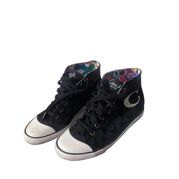 Coach Black and White High-Top Sneakers - Picture 1 of 8